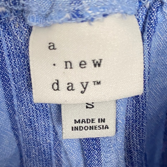 Blue Linen Striped Spaghetti Strap Maxi Dress - Picture 2 of 2